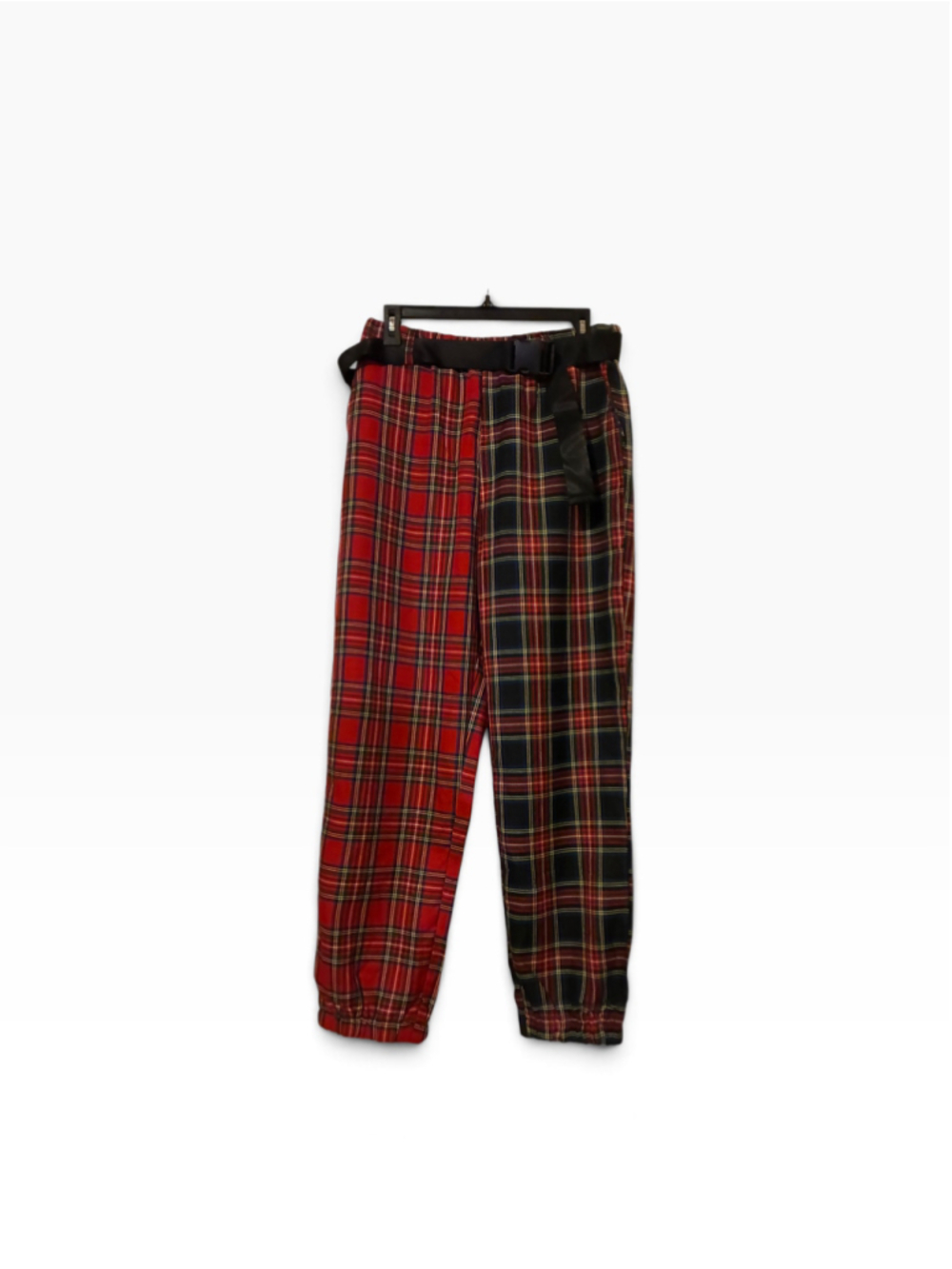 Women's Almost Famous Plaid Jogger Pants Size L Red Black
